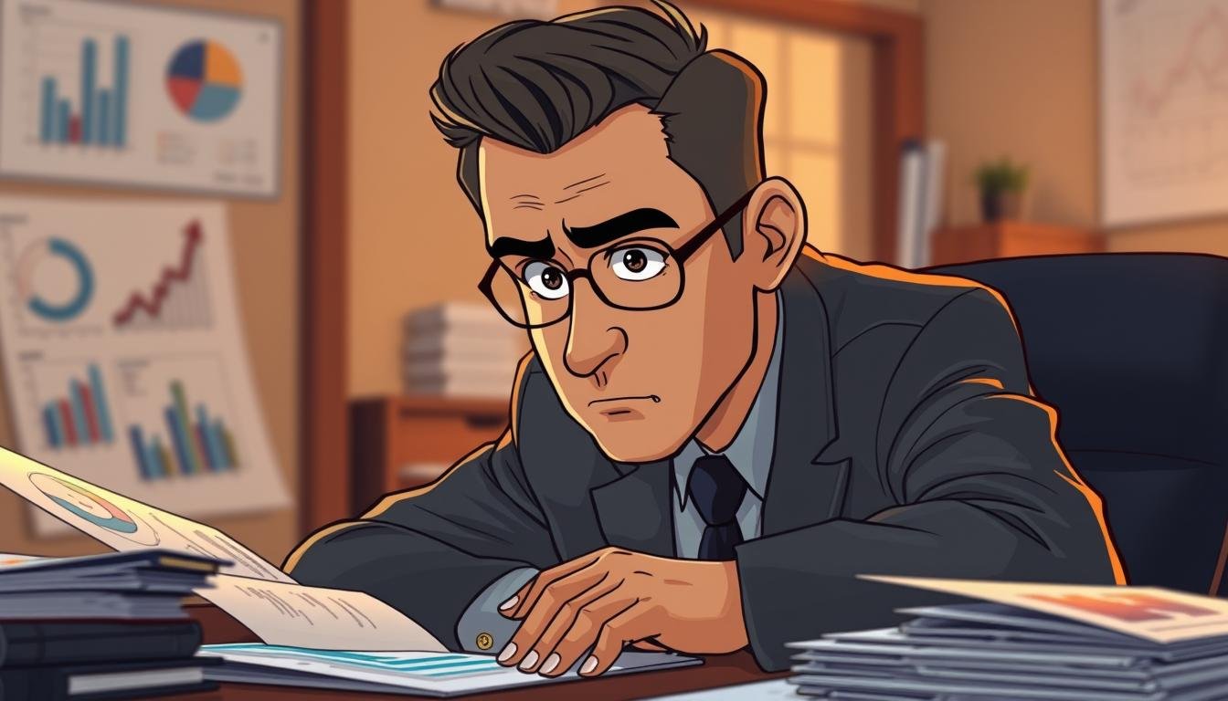 A focused business person, an introvert, sits at a desk deep in contemplation, surrounded by charts, graphs, and strategic documents. Soft, warm lighting illuminates their face, highlighting their intense gaze and introspective expression. The background is blurred, drawing the viewer's attention to the subject's intense analytical process. The scene conveys a sense of quiet determination and strategic prowess, reflecting the introverted nature of the individual's approach to problem-solving and decision-making in a professional setting.